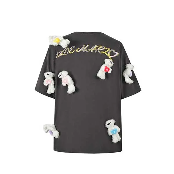 Áo Phông Nữ 13 DE Marzo Doozoo Heart Luminous TShirt Obsidian Màu Xám Đậm Size S