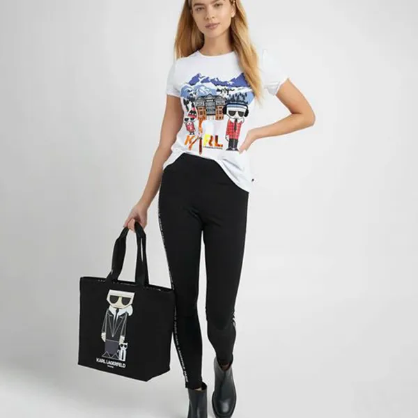 Áo Phông Nữ Karl Lagerfeld Apres Ski Womens Logo Short Sleeve Graphic Tshirt Màu Trắng - Thời trang - Vua Hàng Hiệu
