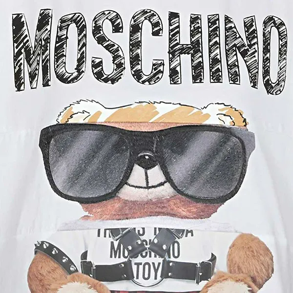 Áo Phông Nữ Moschino White Logo Teddy Bear Embroidered Tshirt 212E V070255403001 Màu Trắng