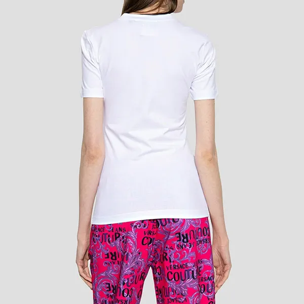 Áo Phông Nữ Versace White With Logo Printed Tshirt 74HAHT10 CJ03T G03 Màu Trắng