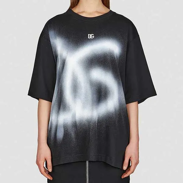 Áo Phông Unisex Dolce & Gabbana Spray Paint Logo T-Shirt In Black Màu Đen - Thời trang - Vua Hàng Hiệu