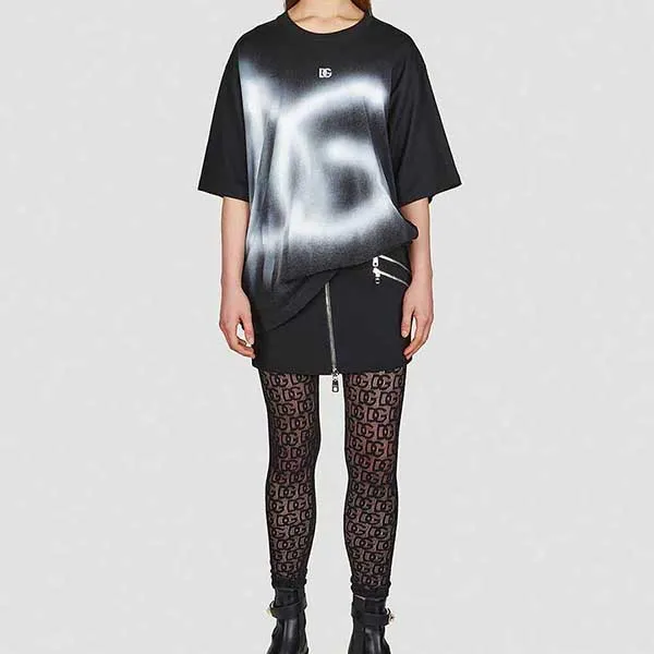 Áo Phông Unisex Dolce & Gabbana Spray Paint Logo T-Shirt In Black Màu Đen - Thời trang - Vua Hàng Hiệu