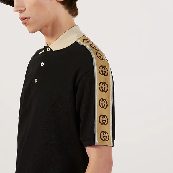 Áo Polo Gucci With Interlocking G Stripe Shirt Màu Đen - Thời trang - Vua Hàng Hiệu