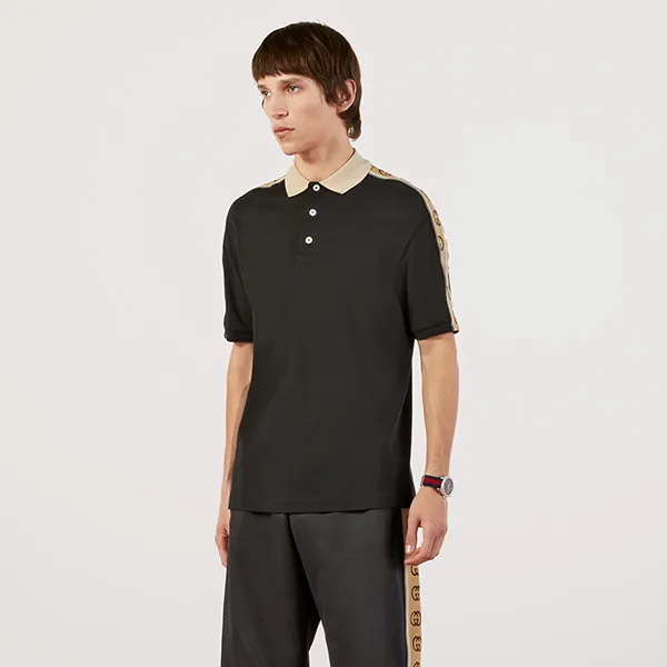 Áo Polo Gucci With Interlocking G Stripe Shirt Màu Đen - Thời trang - Vua Hàng Hiệu