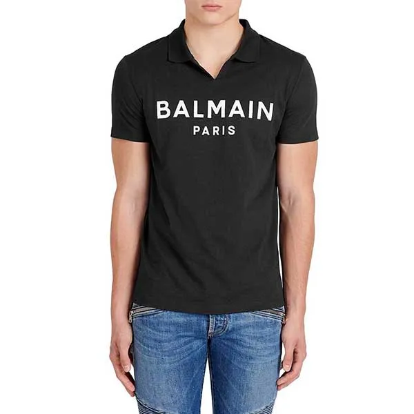 Áo Polo Nam Balmain Logo Print Cotton Shirt Màu Đen - Thời trang - Vua Hàng Hiệu