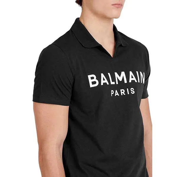 Áo Polo Nam Balmain Logo Print Cotton Shirt Màu Đen - Thời trang - Vua Hàng Hiệu