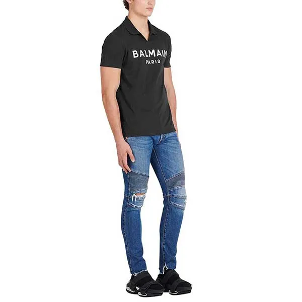 Áo Polo Nam Balmain Logo Print Cotton Shirt Màu Đen - Thời trang - Vua Hàng Hiệu