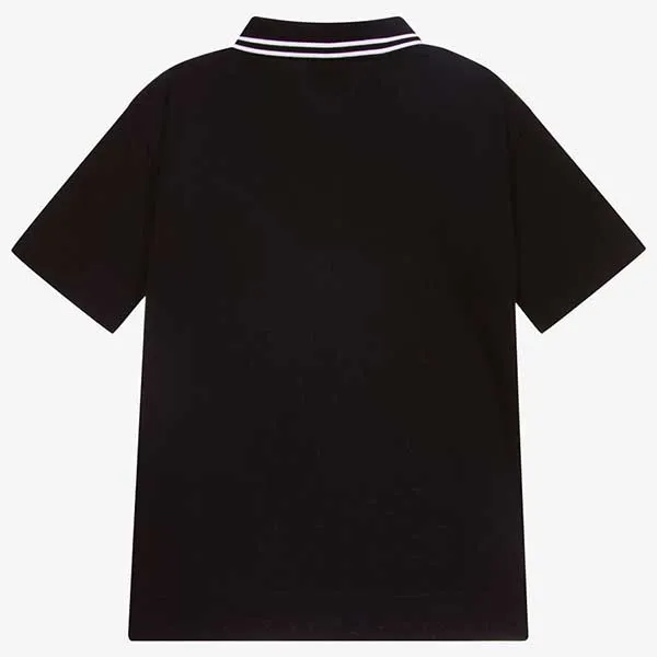 Áo Polo Nam Burberry Teen Black & Beige Shirt Màu Đen Be