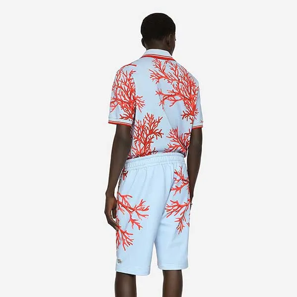 Áo Polo Nam Dolce & Gabbana D&G Cotton Shirt With Coral Print And Patch Màu Xanh Cam