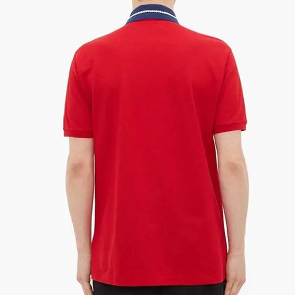 Áo Polo Nam Gucci GG Embroidered Rope Logo Cotton Piqué Shirt Màu Đỏ - 5