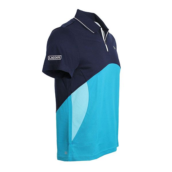 Áo Polo Nam Lacoste Men's Sport Ultra-Dry Piqué Zip Tennis Shirt DH4747 Phối Màu Xanh Size S - 1