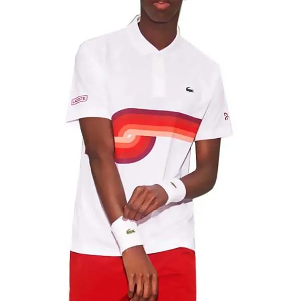 Áo Polo Nam Lacoste Multi Printed Regular Fit Màu Trắng Đỏ - Thời trang - Vua Hàng Hiệu