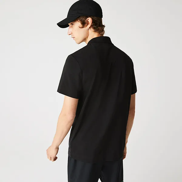 Áo Polo Nam Lacoste Regular Fit Print Stretch Cotton Piqué Polo Shirt PH3325-00 Màu Đen Size L