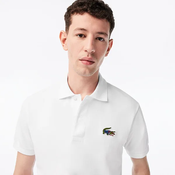 Áo Polo Nam Lacoste X Netflix Organic Cotton Polo Shirt Cá Sấu Xanh PH7057-00 Màu Trắng - Thời trang - Vua Hàng Hiệu