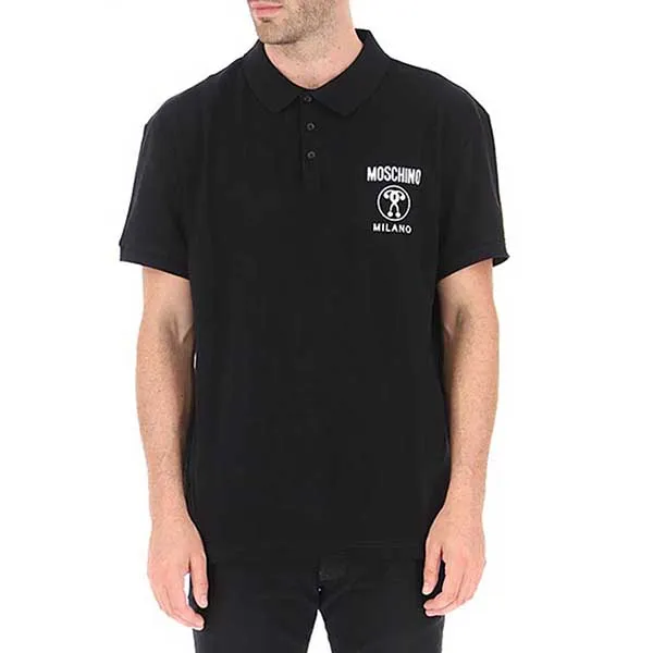 Áo Polo Nam Moschino Double Question Mark Print Màu Đen