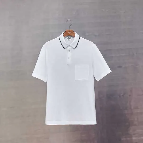 Áo Polo Nam Hermès Piqures Sellier Shirt Màu Trắng