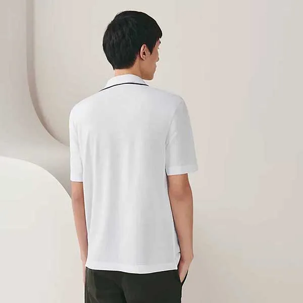 Áo Polo Nam Hermès Piqures Sellier Shirt Màu Trắng