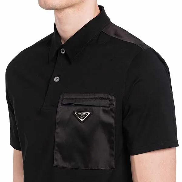 Áo Polo Nam Prada Logo Printed Shirt Màu Đen