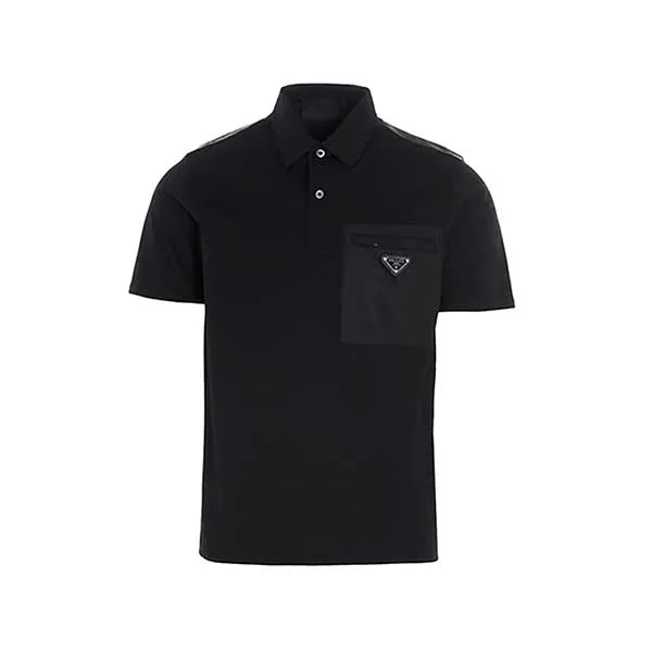 Áo Polo Nam Prada Logo Printed Shirt Màu Đen