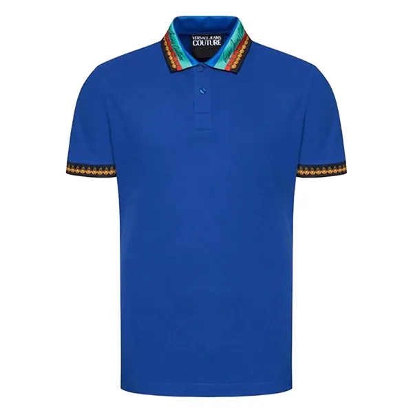 Áo Polo Nam Versace Jeans Couture Men's Garland Baroque Print Collar Regular Fit Polo 72GAGT06 Màu Xanh Dương Size S - Thời trang - Vua Hàng Hiệu
