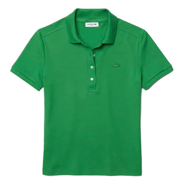 Áo Polo Nữ Lacoste Slim Fit Stretch Cotton Piqué Polo Shirt Màu Xanh Green Size 34 - 3