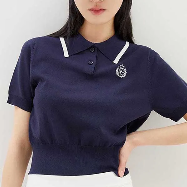 Áo Polo Nữ Spao Embroidery Collar Short Sleeve Knit_SPKWD25G02 Màu Xanh Navy Size S - Thời trang - Vua Hàng Hiệu