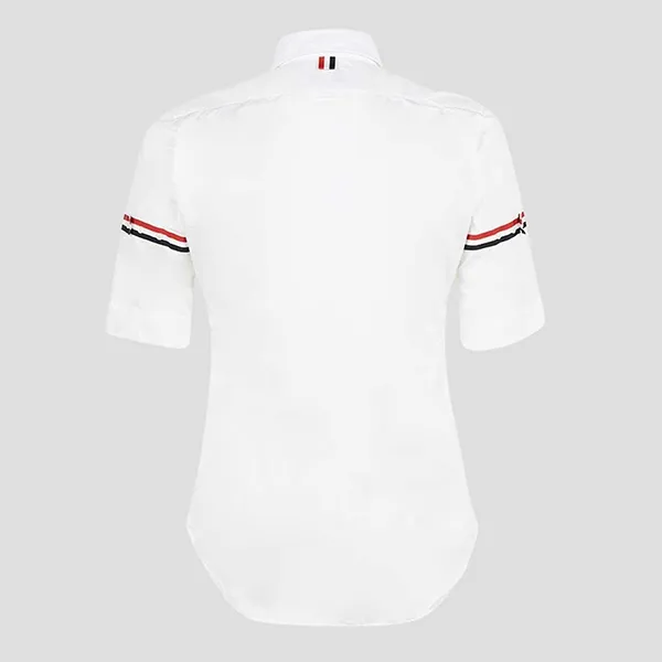 Áo Sơ Mi Cộc Tay Nam Thom Browne Armband Poplin Short Sleeve MWS242A-03113-100 Màu Trắng