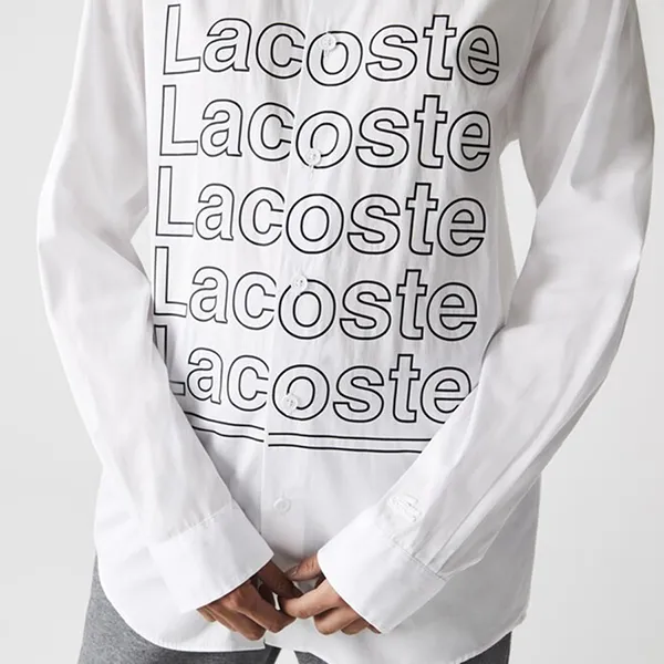 Áo Sơ Mi Lacoste Live Relaxed Fit Print Poplin Shirt CH7300-51 Màu Trắng - Thời trang - Vua Hàng Hiệu