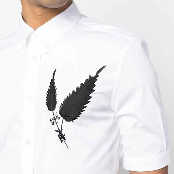 Áo Sơ Mi Nam Alexander Mcqueen Embroidered Short Sleeve Shirt Màu Trắng Họa Tiết