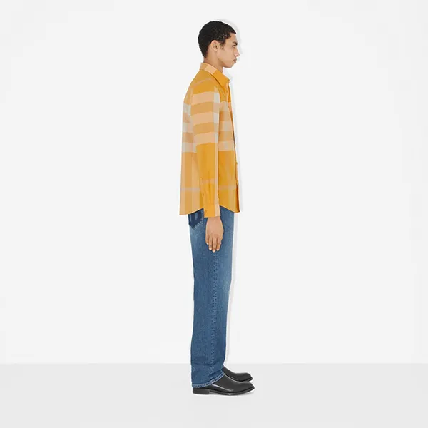 Áo Sơ Mi Nam Burberry Check Stretch Cotton Poplin Shirt Màu Vàng Size XS - Thời trang - Vua Hàng Hiệu