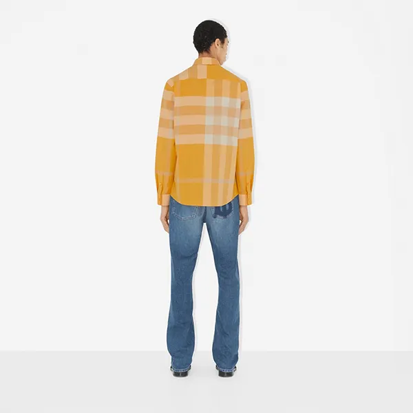 Áo Sơ Mi Nam Burberry Check Stretch Cotton Poplin Shirt Màu Vàng Size XS - Thời trang - Vua Hàng Hiệu