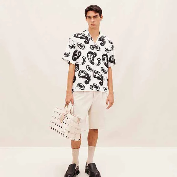 Áo Sơ Mi Nam Jacquemus La Chemise Jean Le Raphia Màu Trắng Đen