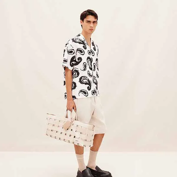 Áo Sơ Mi Nam Jacquemus La Chemise Jean Le Raphia Màu Trắng Đen