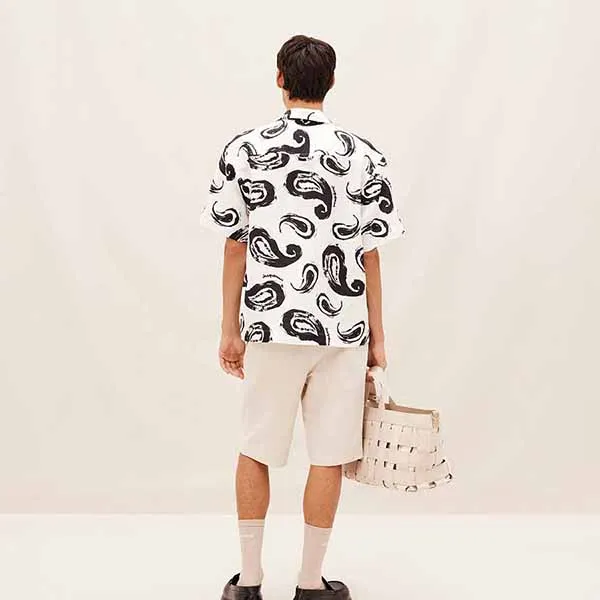 Áo Sơ Mi Nam Jacquemus La Chemise Jean Le Raphia Màu Trắng Đen