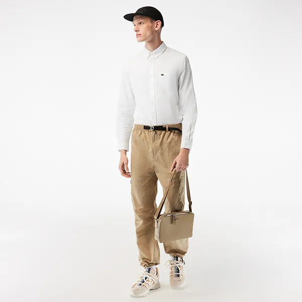 Áo Sơ Mi Nam Lacoste Men’s Buttoned Collar Oxford Cotton Shirt CH0204 001 Màu Trắng Size 39 - 3