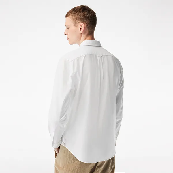 Áo Sơ Mi Nam Lacoste Men’s Buttoned Collar Oxford Cotton Shirt CH0204 001 Màu Trắng Size 39 - 5