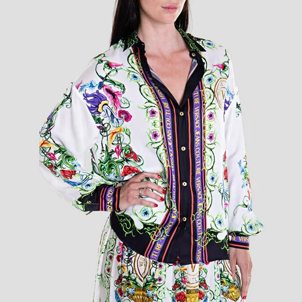 Áo Sơ Mi Nữ Versace Jeans Couture White With Baroque Printed 74HAL2C1 NS237 G03 Phối Màu