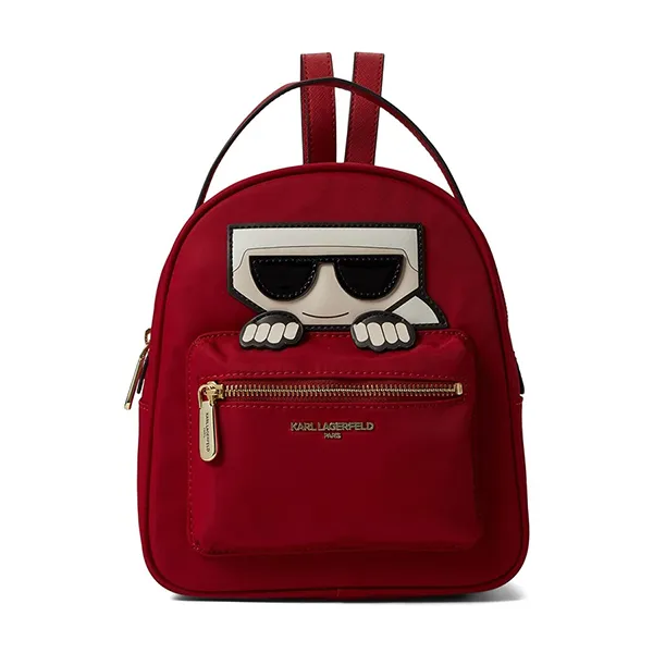 Balo Nữ Karl Lagerfeld Small Backpack Black Nylon LH9KE899 Paris Amour Màu Đỏ
