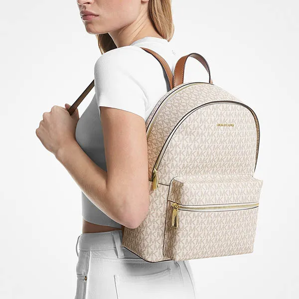 Balo Nữ Michael Kors MK 30S3GYDB6B Sally Medium 2-In-1 Logo and Faux Leather Backpack Vanilla Màu Trắng - Túi xách - Vua Hàng Hiệu