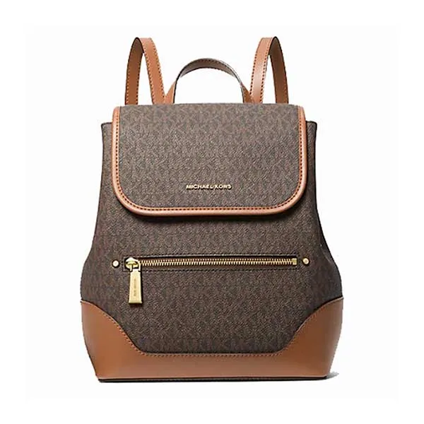 Balo Nữ Michael Kors MK Harrison Medium Logo Backpack 30S3G8HB2B Màu Nâu Đen - Túi xách - Vua Hàng Hiệu