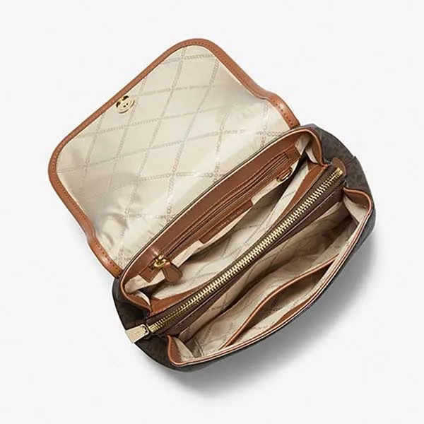 Balo Nữ Michael Kors MK Harrison Medium Logo Backpack 30S3G8HB2B Màu Nâu Đen - Túi xách - Vua Hàng Hiệu