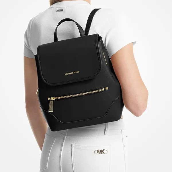 Balo Nữ Michael Kors MK Harrison Medium Saffiano Leather Backpack Màu Đen - Túi xách - Vua Hàng Hiệu