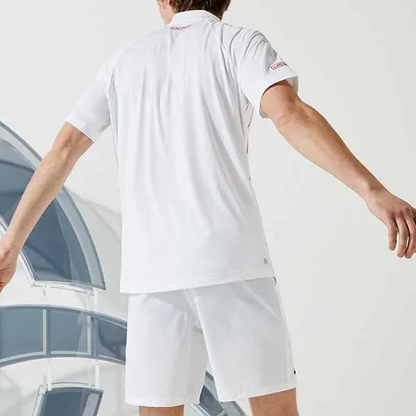 Bộ Thể Thao Nam Lacoste Sport Djokovic Stretch Ribbed Short Sleeve Màu Trắng Đỏ Size S