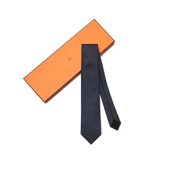 Cà Vạt Hermès Cravate Anthracite Gris Hilario Màu Xám Đen