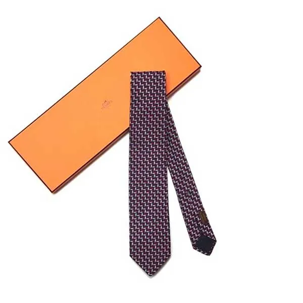 Cà Vạt Hermès Cravate Marine Rouge Blanc Màu Đỏ Trắng