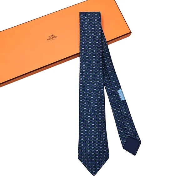 Cà Vạt Nam Hermès Cravate Marine Vert Bleu Màu Xanh
