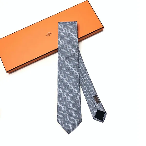 Cà Vạt Nam Hermès Gris Blanc Màu Ghi