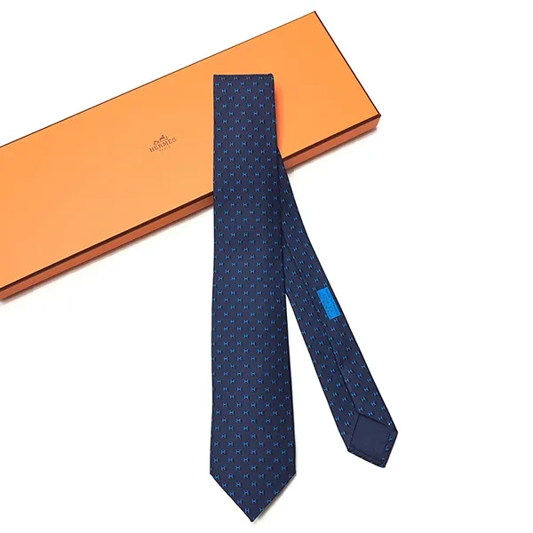 Cà Vạt Nam Hermès Marine Azur H Shadow Màu Xanh Navy