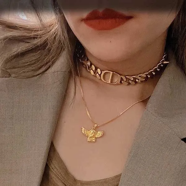 Dây Chuyền Nữ Dior Montaigne Choker Màu Vàng - Trang sức - Vua Hàng Hiệu
