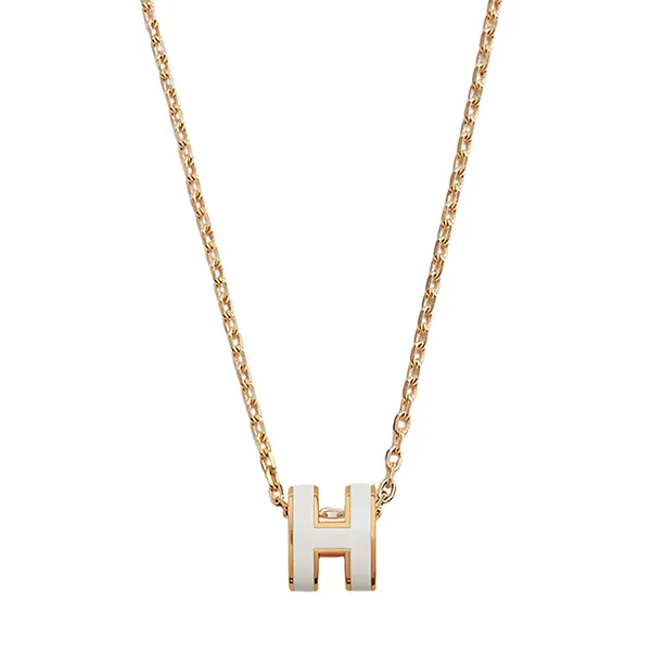 Dây Chuyền Nữ Hermès Mini Pop H Pendant Màu Vàng Mặt Trắng